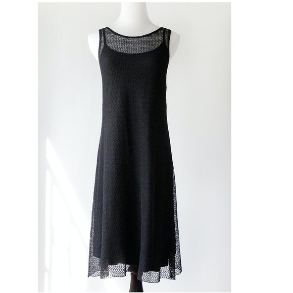 EILEEN FISHER Sheer Black Open Knit Tank Dress XS - Picture 3 of 12